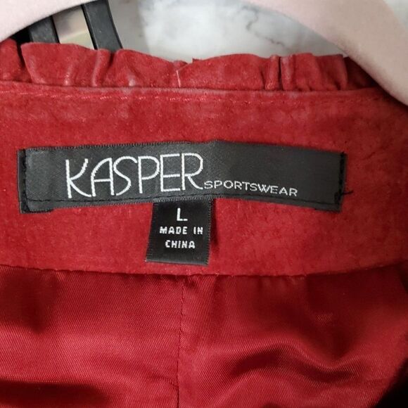 Kasper Sportswear Suede 100% Leather Laced Ruffle Holiday Jacket - Picture 3 of 8